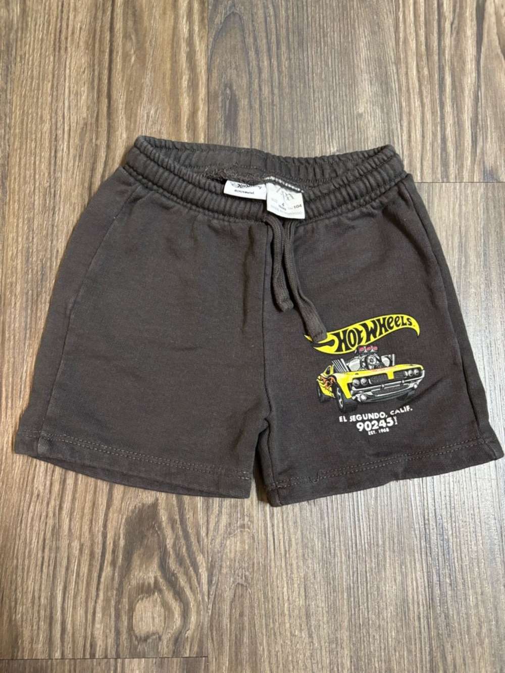 Zara Black Kids Shorts with Yellow Hot Wheels Car Graphic